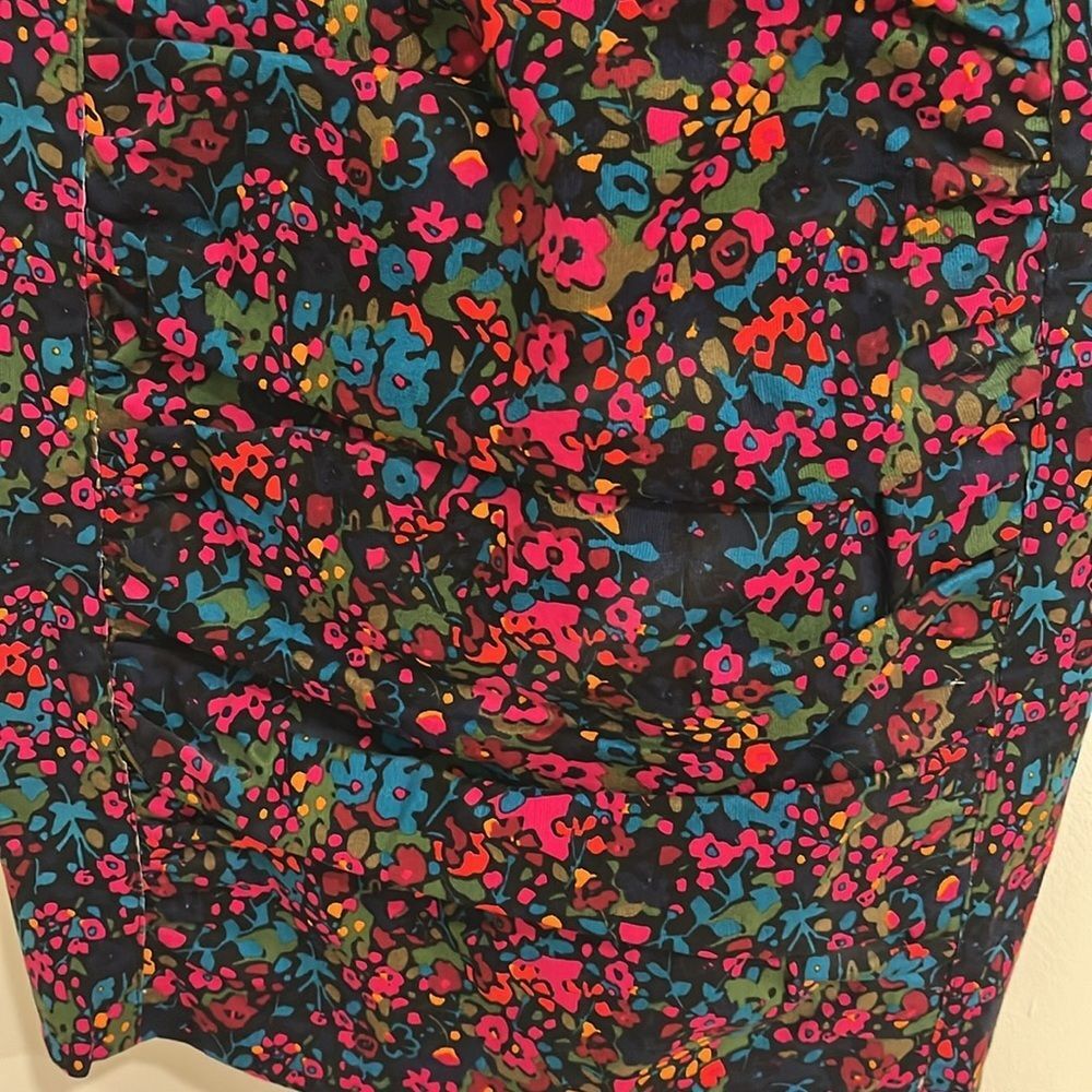 Nanette Lepore Mini Dress Strapless Retro Honeysuckle Floral Denim Size 4 - Picture 5 of 10
